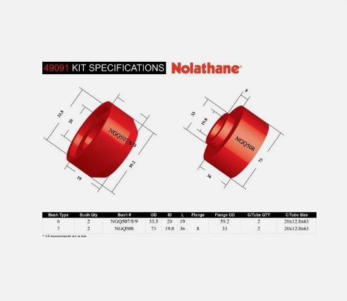 Nolathane Body Mount Bush Kit 49091 Cab Front Suit Nissan Patrol GQ GU Ford Maverick DA