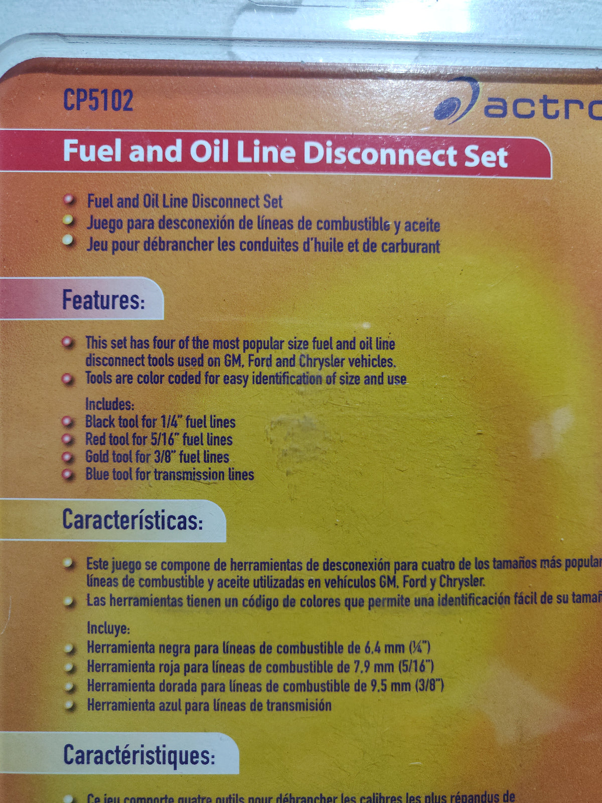 Actron CP5102 Fuel and Oil Line Disconnect Tool Set