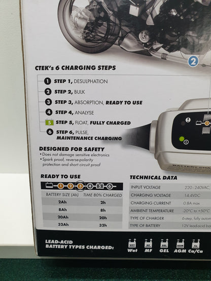 CTEK XS0.8 XS08 Compact Trickle Battery Charger Maintainer Car Motorbike