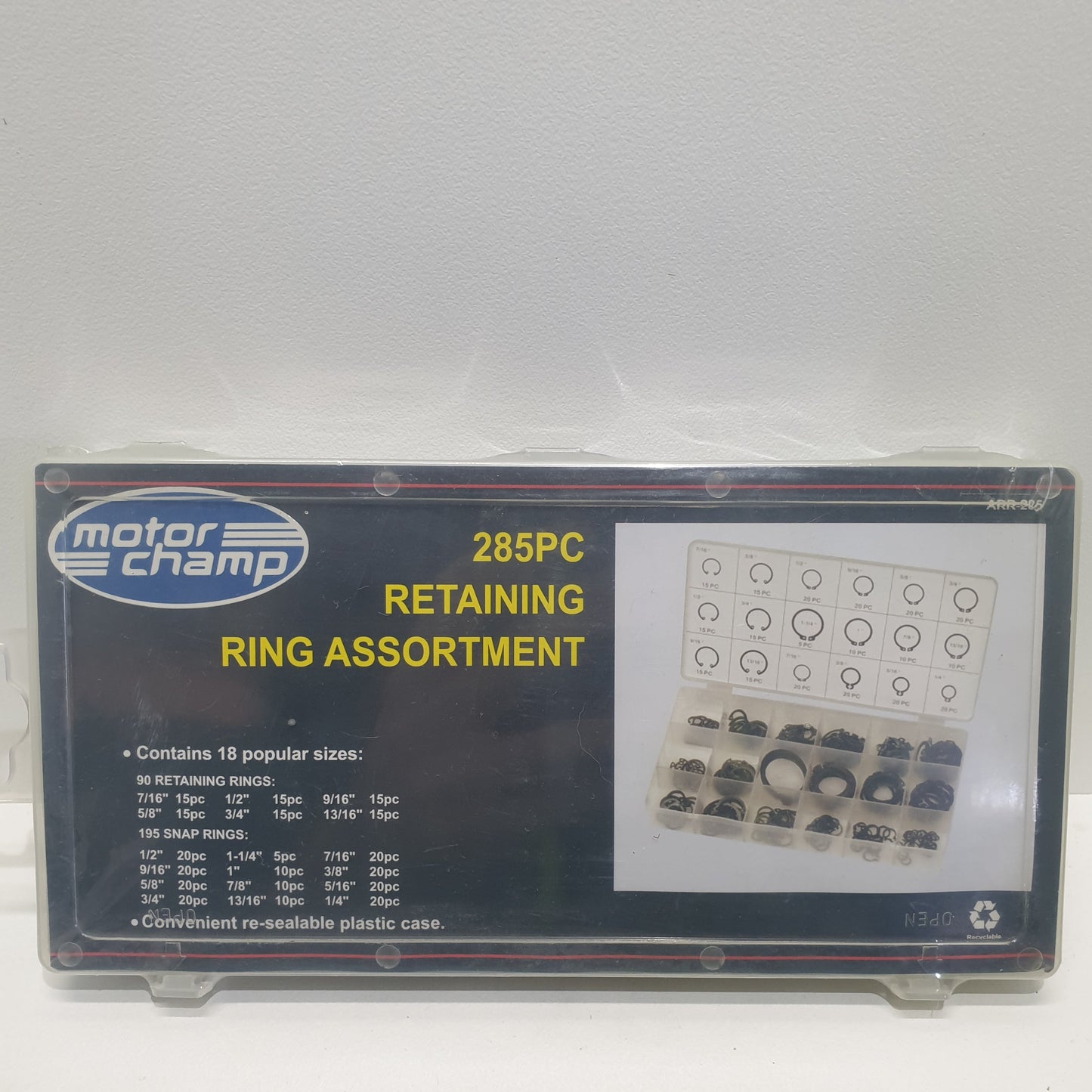 Motor Champ 285 Piece Retaining Ring Circlip Assortment Grab Kit