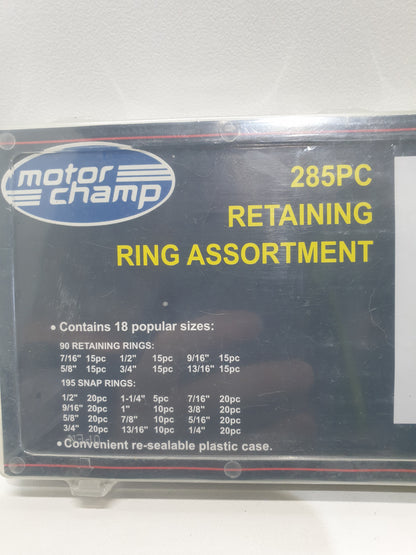 Motor Champ 285 Piece Retaining Ring Circlip Assortment Grab Kit