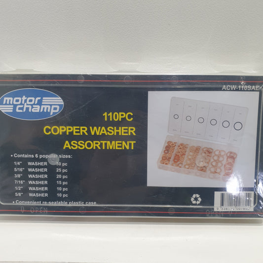 Motor Champ 110 Piece Copper Washer Assortment Grab Kit Imperial SAE