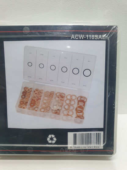 Motor Champ 110 Piece Copper Washer Assortment Grab Kit Imperial SAE