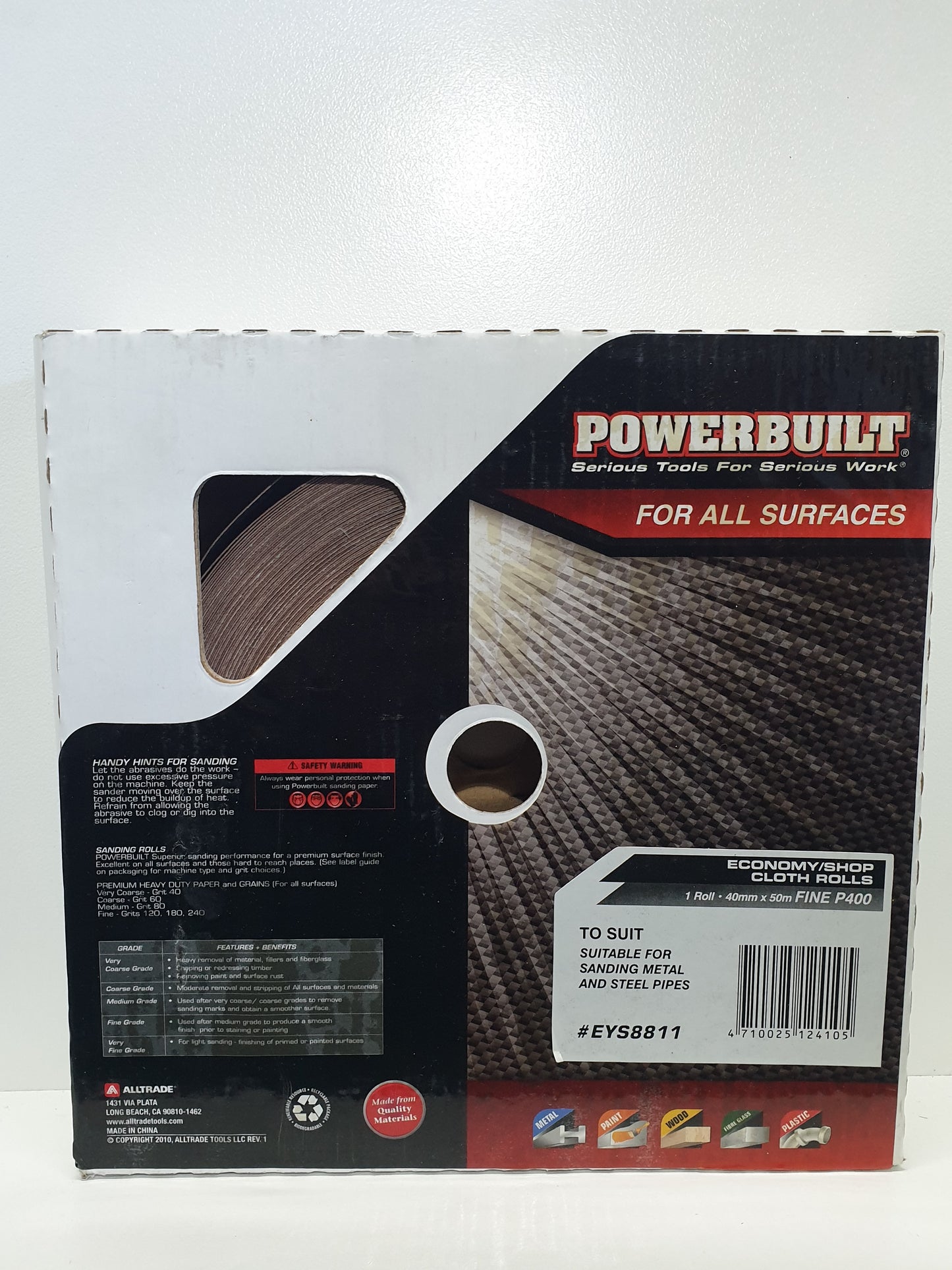 POWERBUILT Cloth Sandpaper Roll 40mm X 50M P100 P120 P150 P180 P220 P280 P320 P400