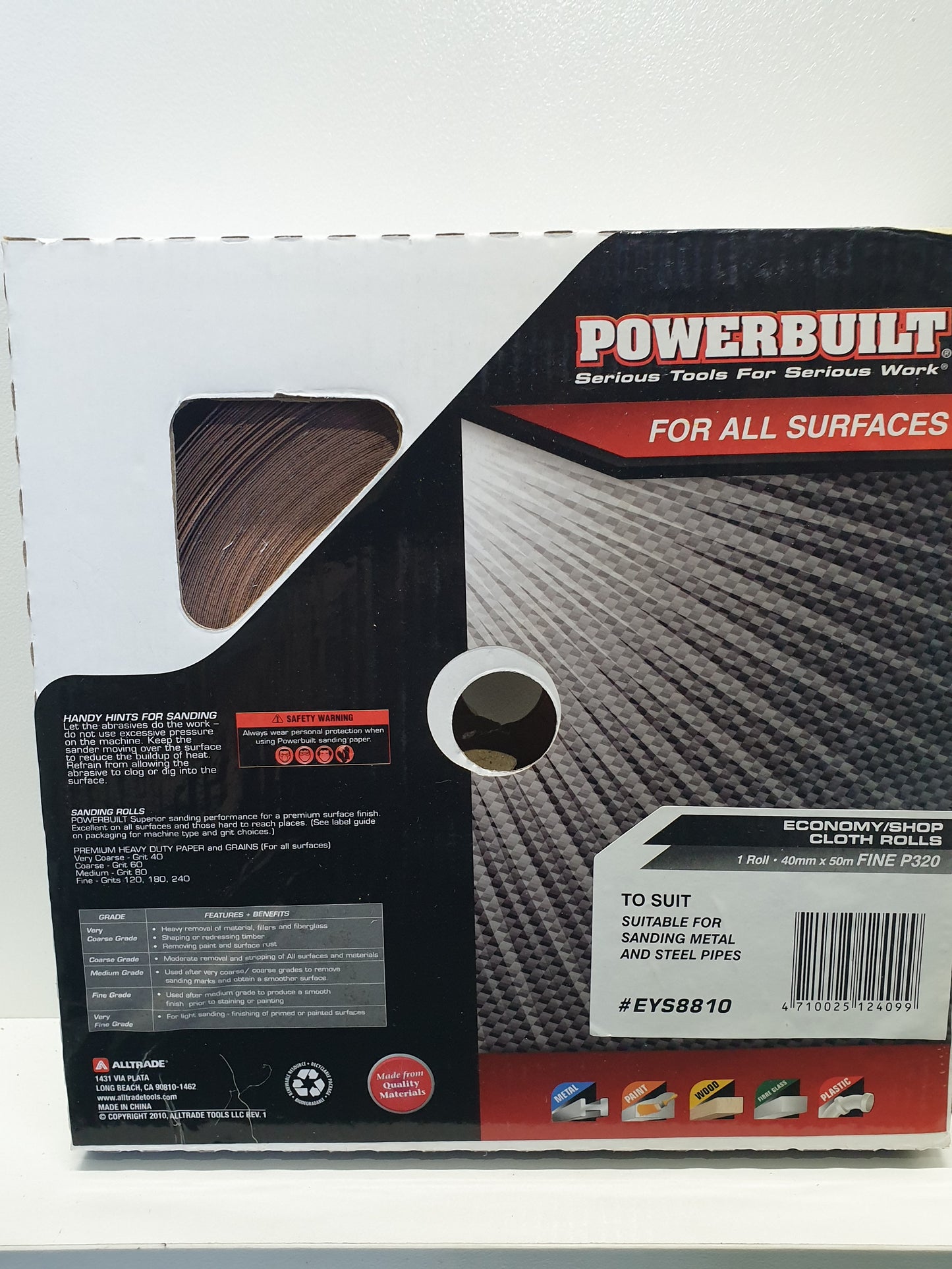 POWERBUILT Cloth Sandpaper Roll 40mm X 50M P100 P120 P150 P180 P220 P280 P320 P400