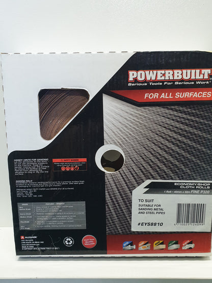 POWERBUILT Cloth Sandpaper Roll 40mm X 50M P100 P120 P150 P180 P220 P280 P320 P400