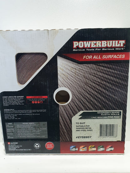 POWERBUILT Cloth Sandpaper Roll 40mm X 50M P100 P120 P150 P180 P220 P280 P320 P400