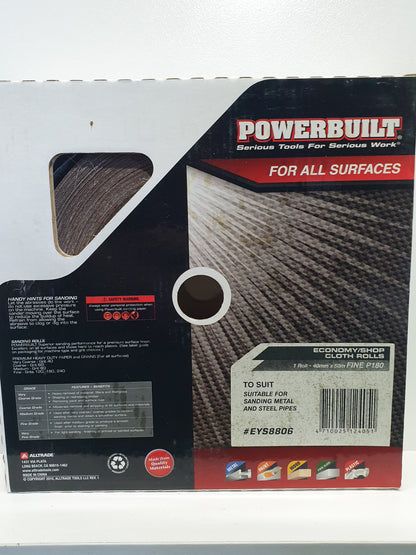 POWERBUILT Cloth Sandpaper Roll 40mm X 50M P100 P120 P150 P180 P220 P280 P320 P400