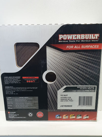 POWERBUILT Cloth Sandpaper Roll 40mm X 50M P100 P120 P150 P180 P220 P280 P320 P400