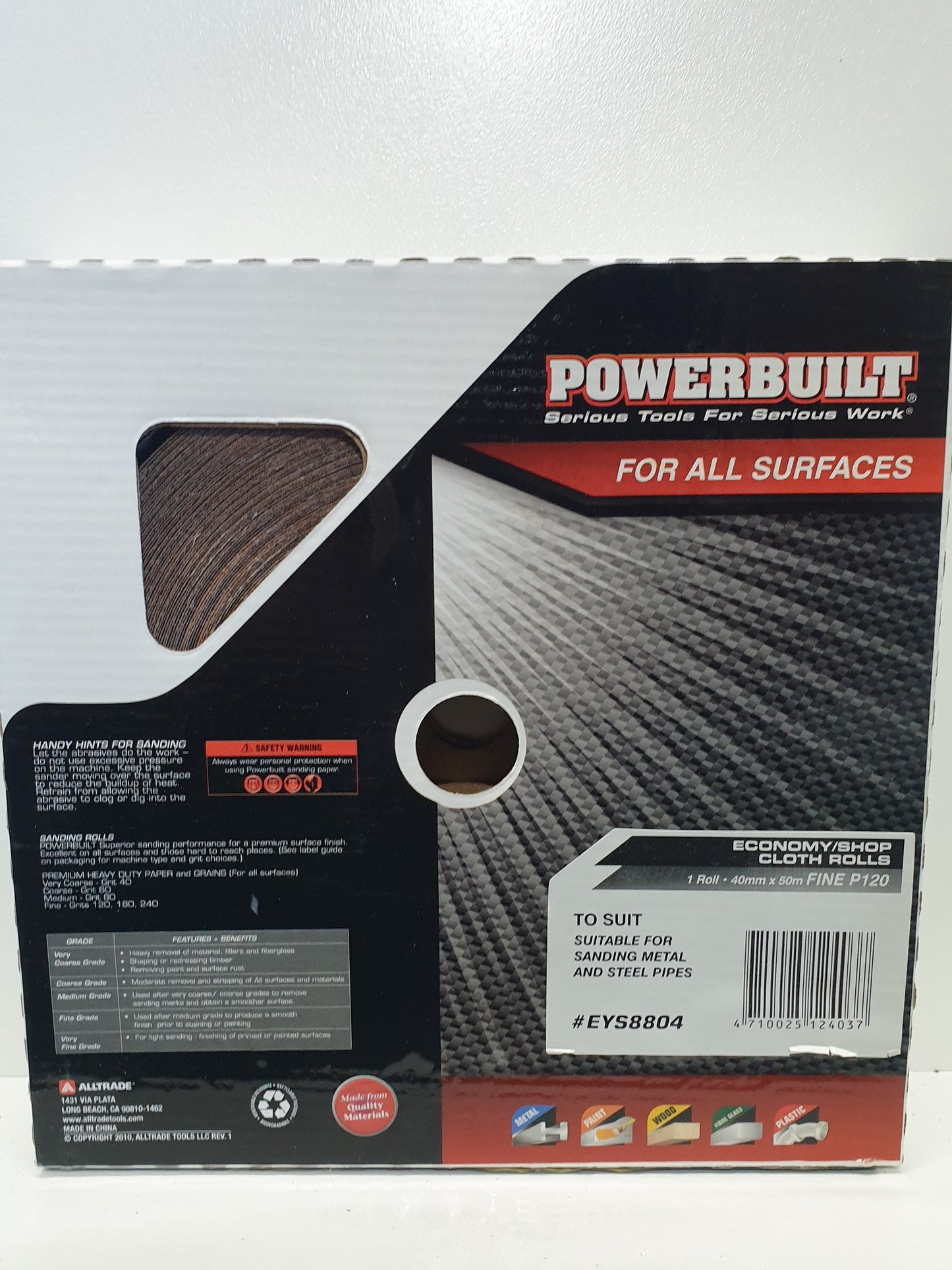 POWERBUILT Cloth Sandpaper Roll 40mm X 50M P100 P120 P150 P180 P220 P280 P320 P400