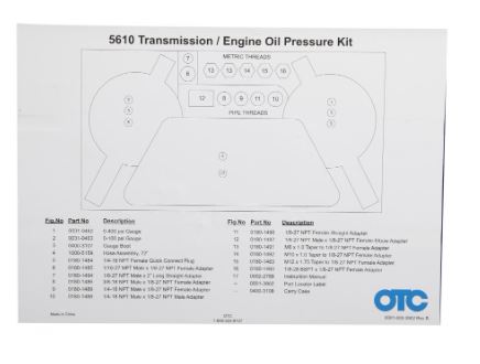 OTC 5610 Transmission Engine Oil Pressure Test Kit