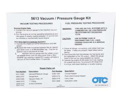 OTC 5613 Vacuum Pressure Gauge Kit