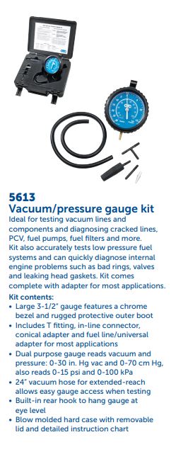 OTC 5613 Vacuum Pressure Gauge Kit