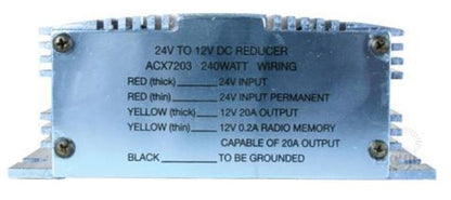 OEX Voltage Reducer 24V To 12V Switch Mode Single Circuit 20A With Memory wire for Radio ACX7203