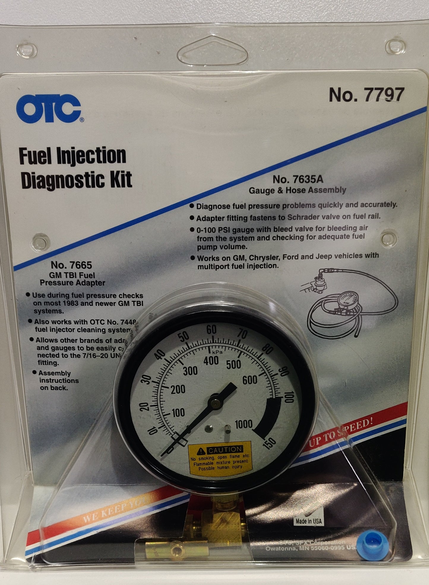 OTC SPX Fuel Injection Diagnostic Kit 7797 ( 7635A + 7665 ) GM TBI 0-100 PSI