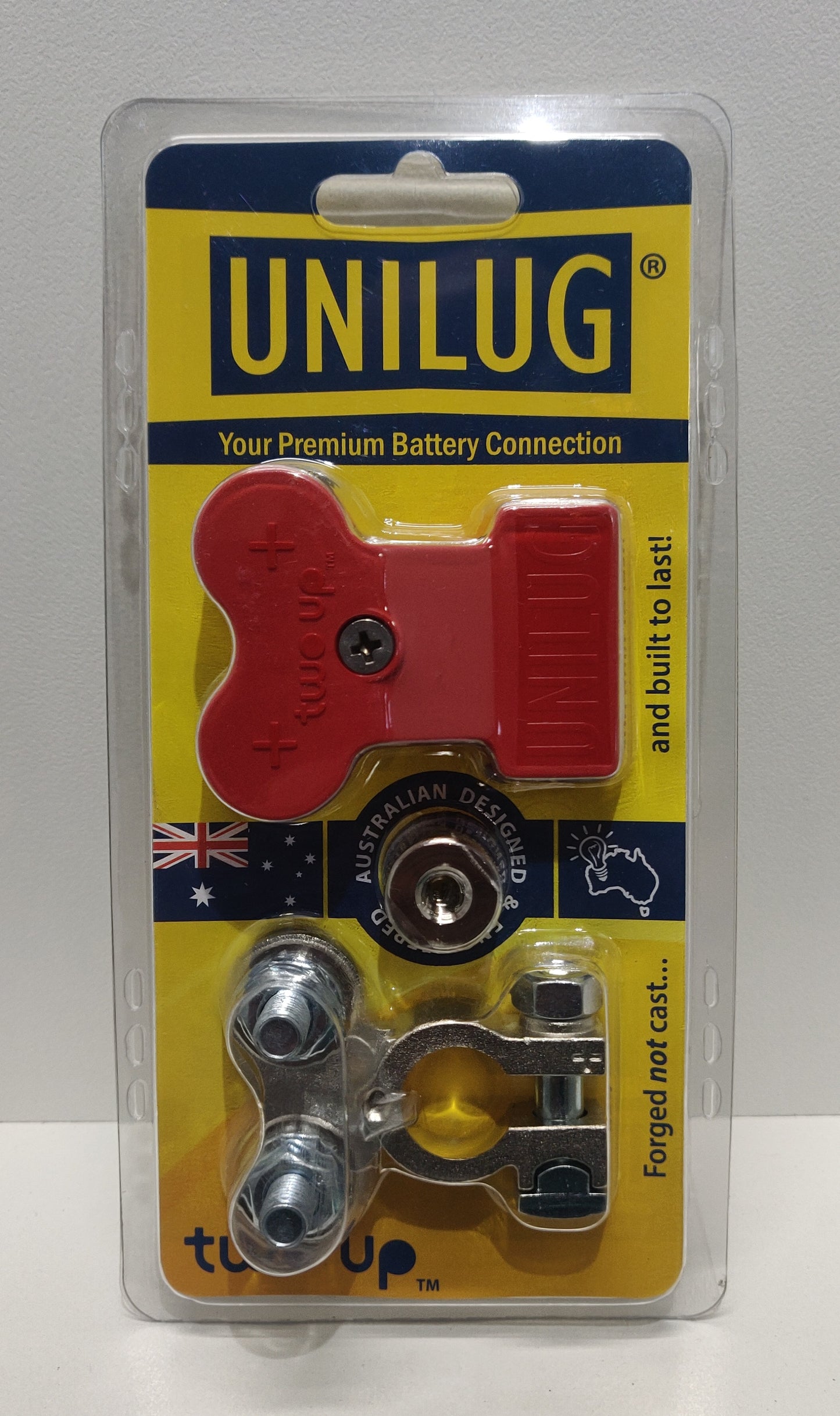 Unilug Two Up Dual Battery Distribution Terminals + Covers Red Black 4WD 12V