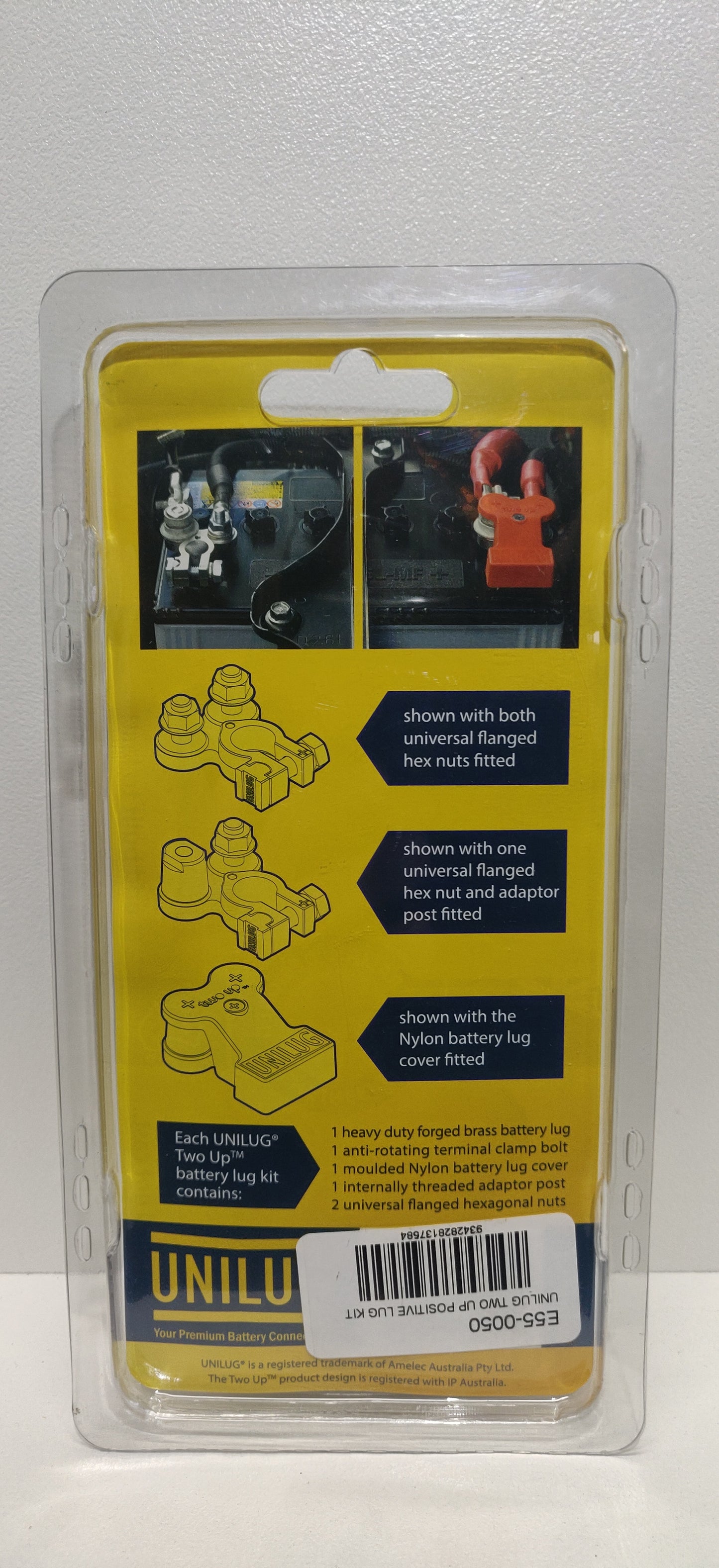 Unilug Two Up Dual Battery Distribution Terminals + Covers Red Black 4WD 12V