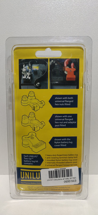 Unilug Two Up Dual Battery Distribution Terminals + Covers Red Black 4WD 12V