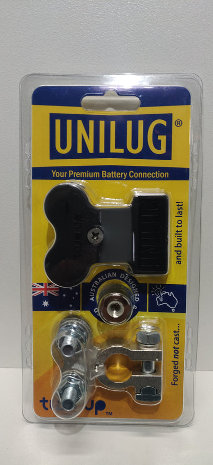 Unilug Two Up Dual Battery Distribution Terminals + Covers Red Black 4WD 12V