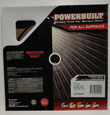 POWERBUILT Cloth Sandpaper Roll 40mm X 50M P100 P120 P150 P180 P220 P280 P320 P400