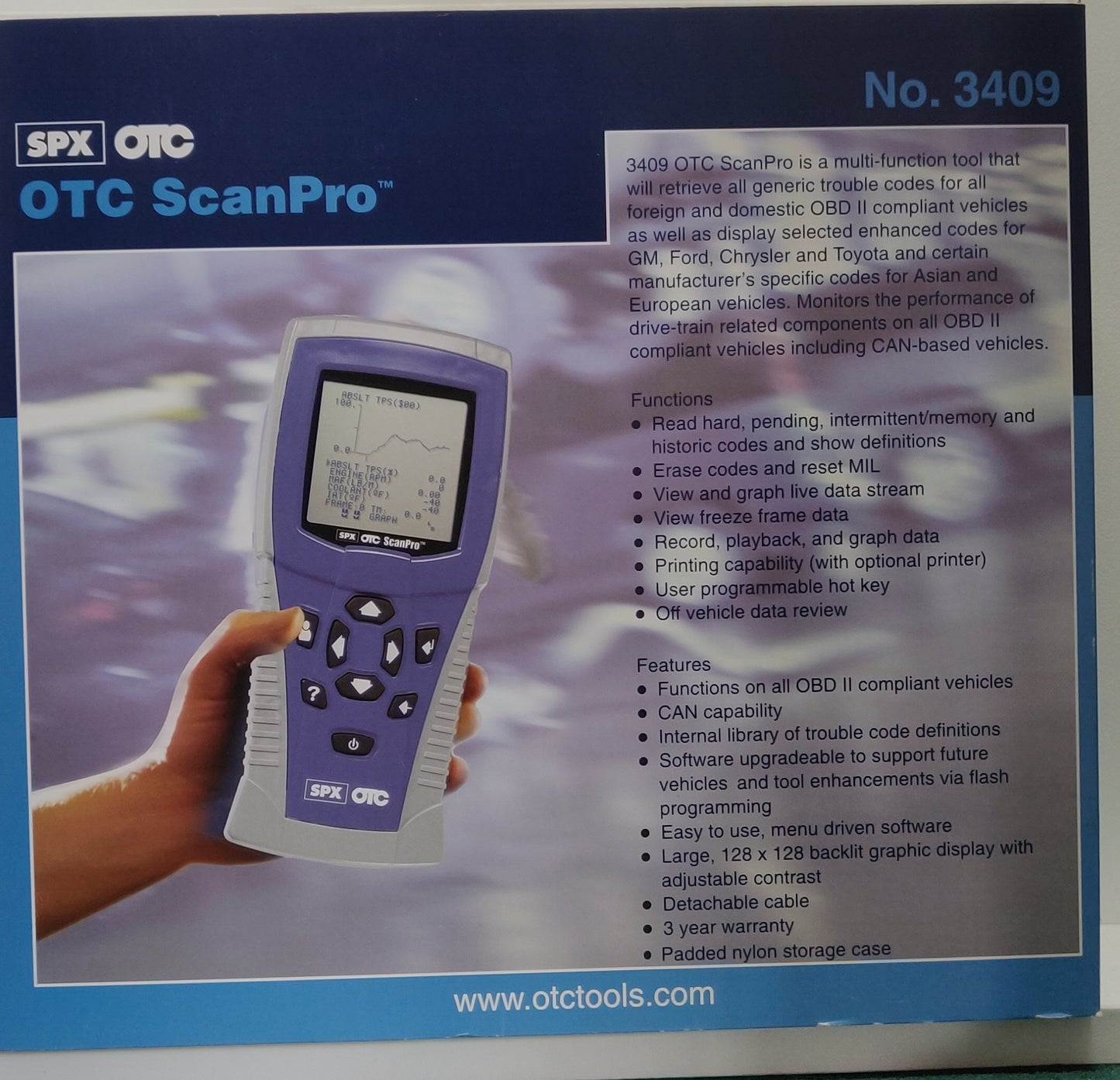OTC ScanPro 3409 DTC ODB2 Scanner Scantool