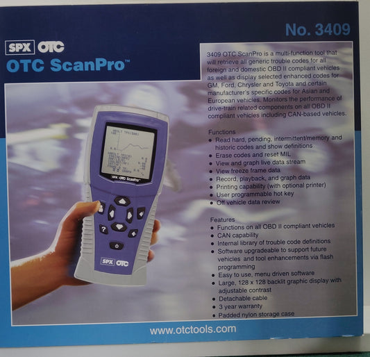 OTC ScanPro 3409 DTC ODB2 Scanner Scantool