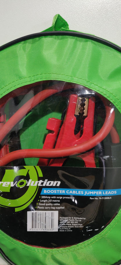 Revolution Booster Cables Jumper Leads 200A 3M surge protection 4X4 4WD Camping