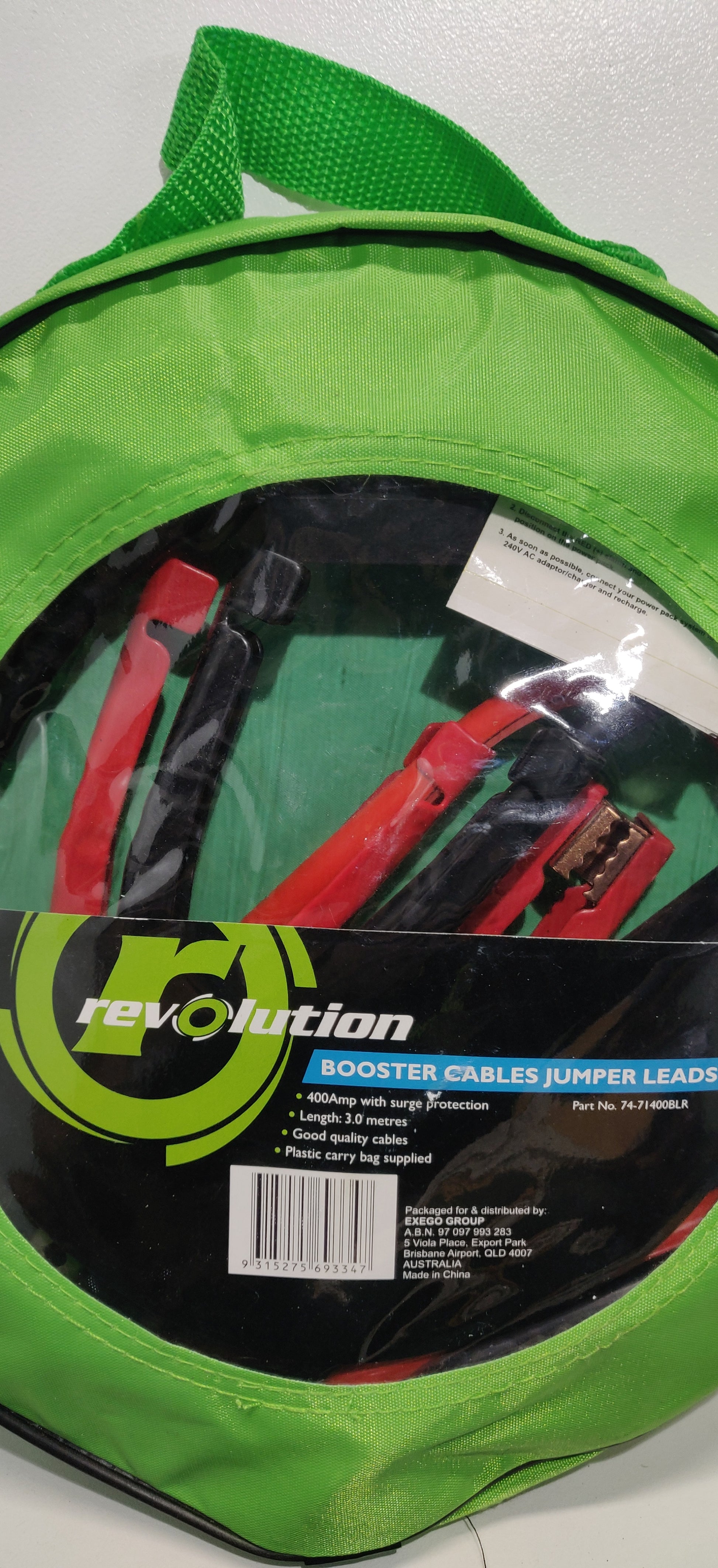 Revolution Booster Cables Jumper Leads 400A 3M surge protection 4X4 4WD Camping