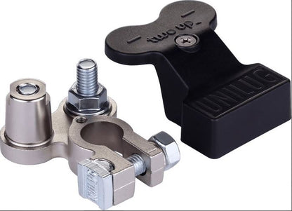 Unilug Two Up Dual Battery Distribution Terminals + Covers Red Black 4WD 12V