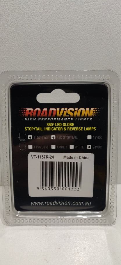 Roadvision 24V 1157 BAY15D Red LED Stop Tail globe bulb