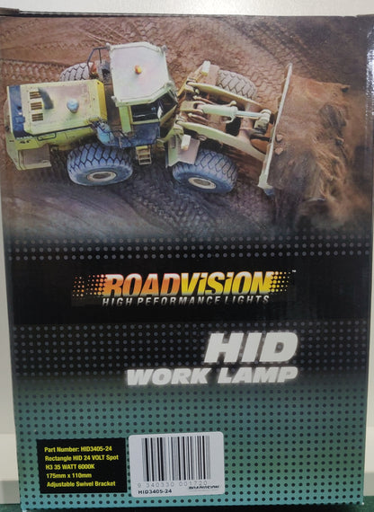 Roadvision Work Lamp HID3405-24 Light Rectangle HID 24V Spot Light Lens