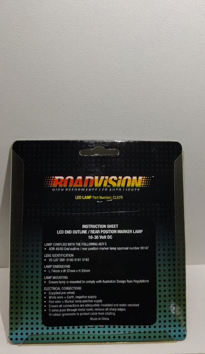 Roadvision CL87R RED LED CLEARANCE LIGHT SIDE MARKER LAMP TRAILER TRUCK CARAVAN