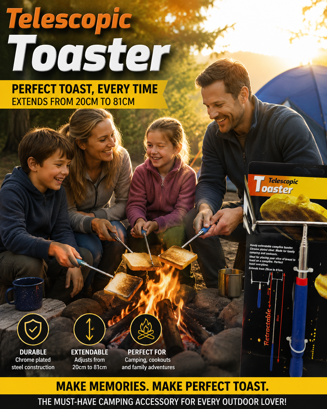 AFN Telescopic campfire camping toaster 4X4 4WD AC6774