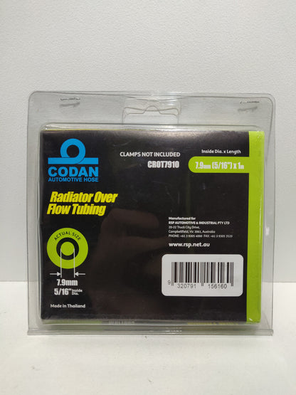 Codan 8mm (5/16") Radiator Over Flow Tubing 1m Length