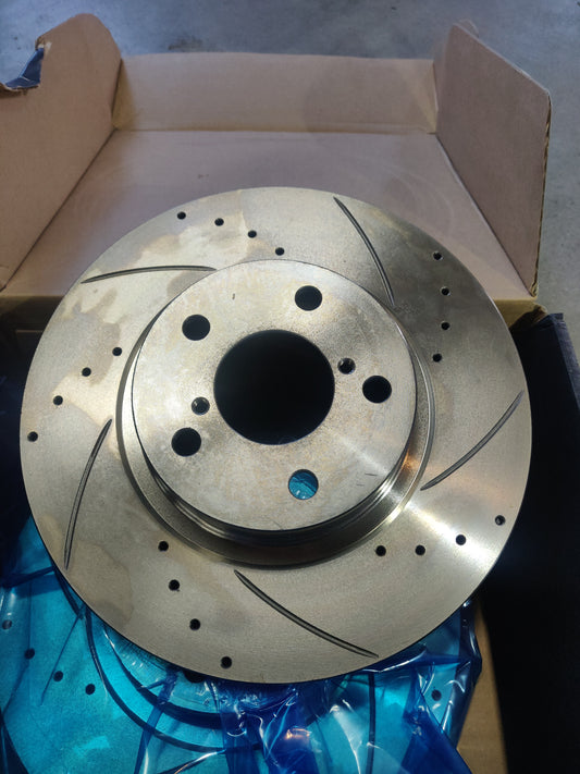 Front Disc Rotor Pair Drilled Slotted For Subaru Impreza BRZ Toyota 86 Refer DR648 DBA648