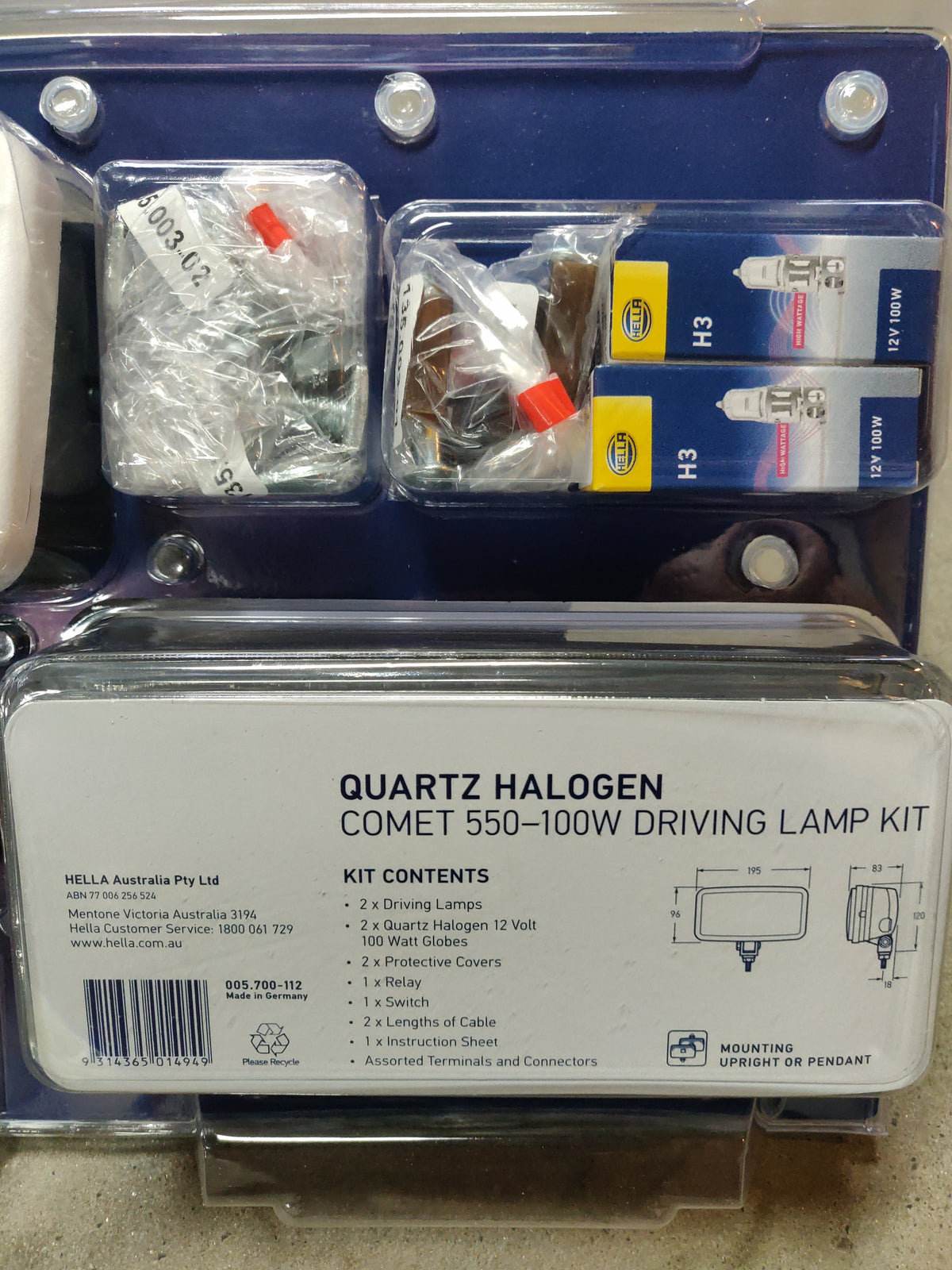 Hella 5644/100 Comet 550 Series 12V Halogen 100W Driving Light Kit 