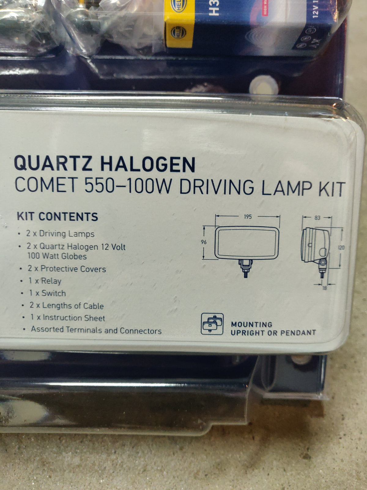 Hella 5644/100 Comet 550 Series 12V Halogen 100W Driving Light Kit 