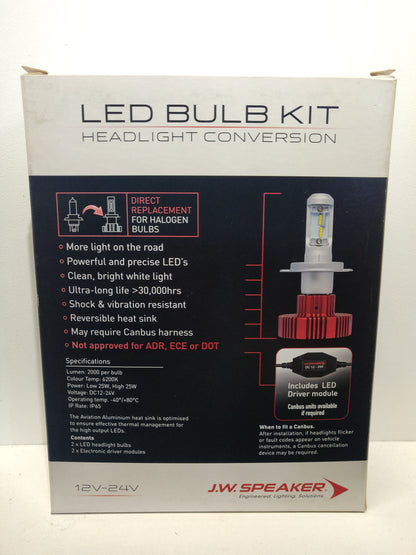 JW Speaker 990004 LED H4 12V 24V Headlight Bulb 6200K Conversion Kit