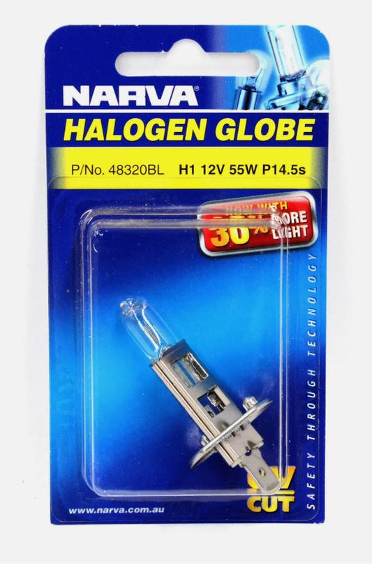 Narva Halogen Headlight Globe Plus 30 H1 12V 55W Blister 48320BL