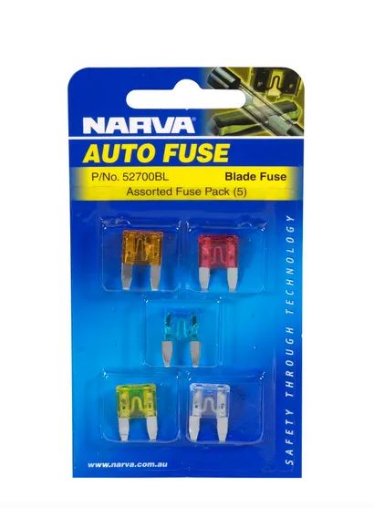 Narva 52700BL 5-25Amp Mini Blade Fuse Assortment 5 Pack