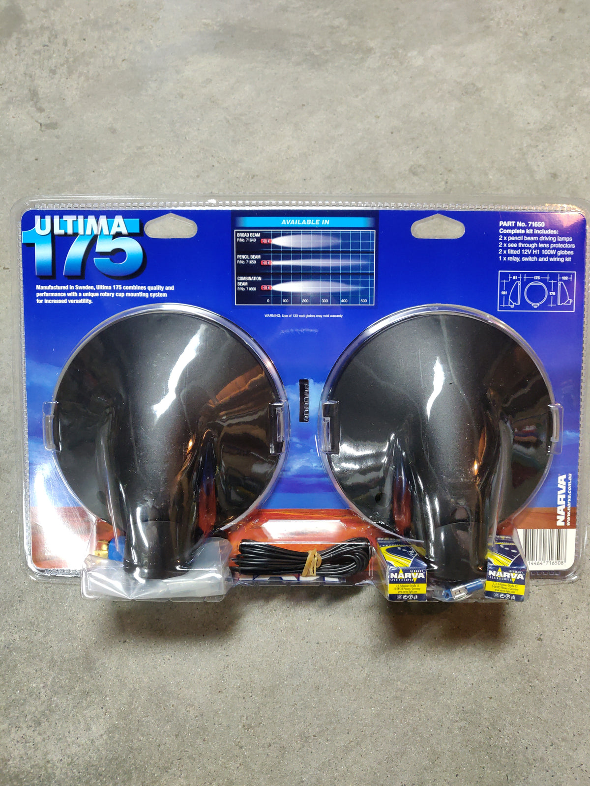 Narva Ultima 175 12V 100W Pencil Beam Driving Light Kit 71650