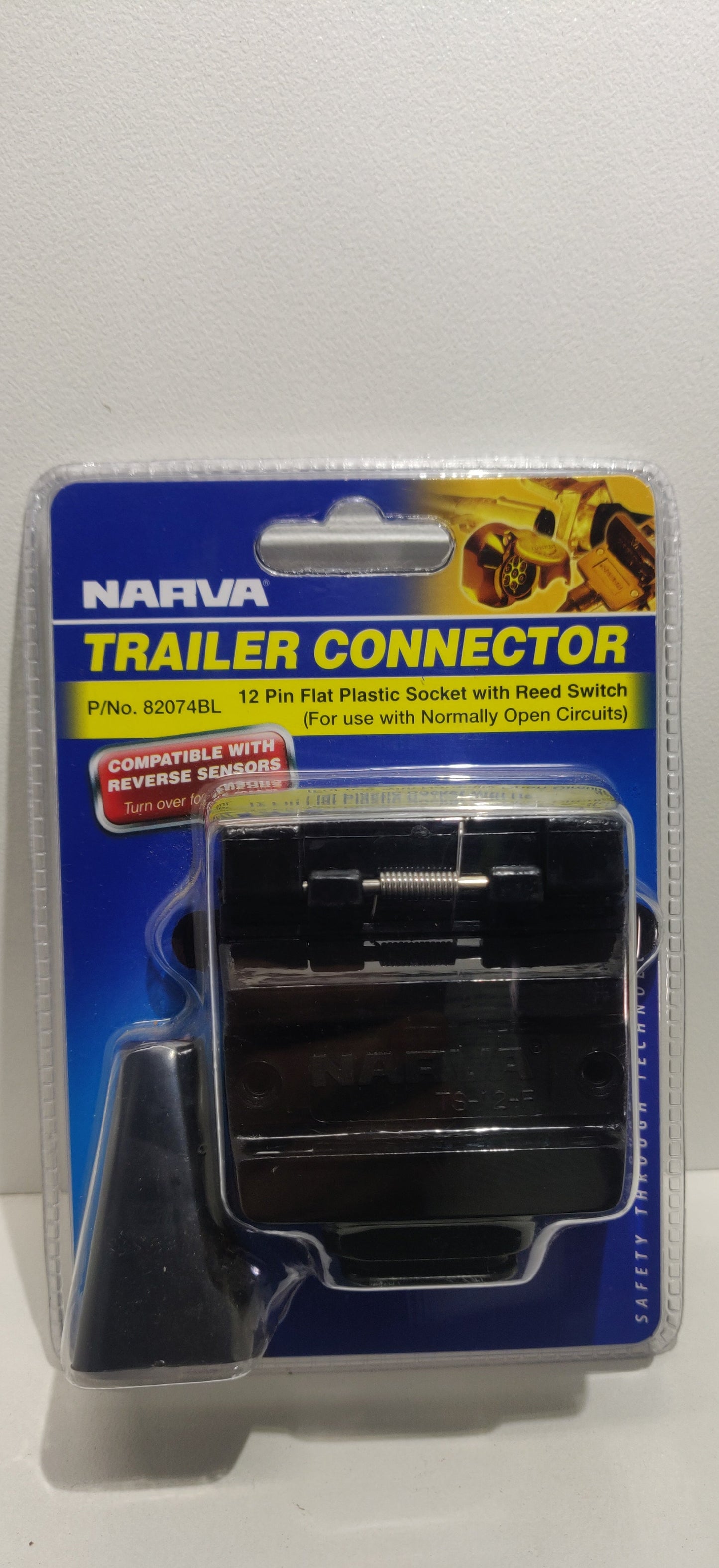 Narva 12 Pin Flat Trailer Socket Plastic with Reed Switch 82074BL