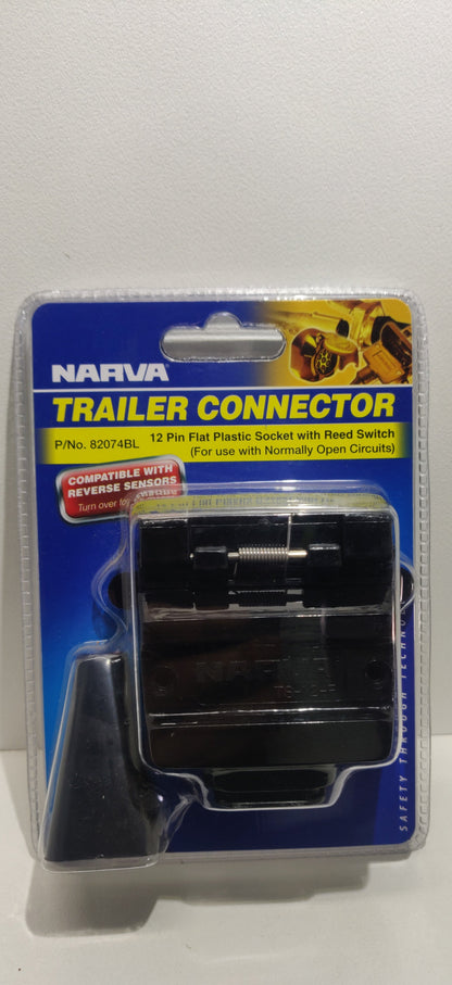 Narva 12 Pin Flat Trailer Socket Plastic with Reed Switch 82074BL
