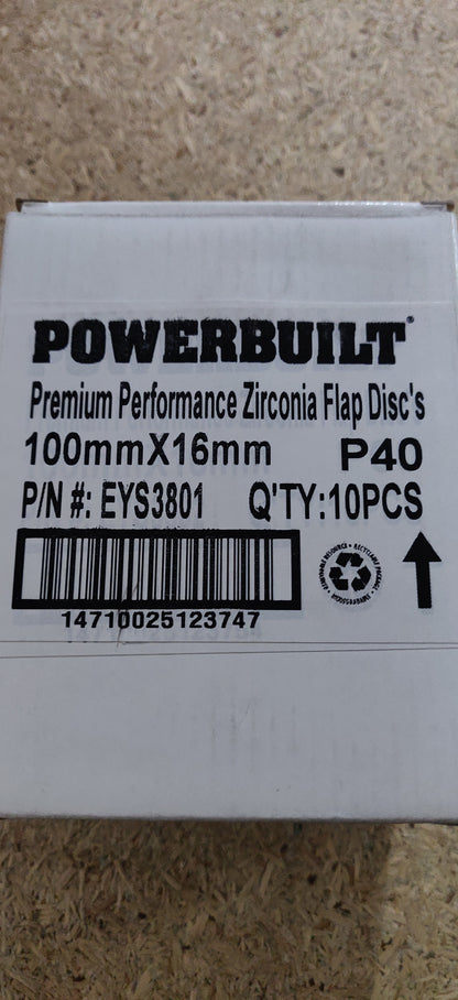 Powerbuilt Zirconia Flap Discs 100mm 115mm 125mm P40 P60 P80 P120