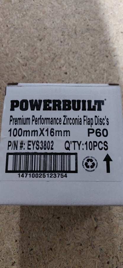 Powerbuilt Zirconia Flap Discs 100mm 115mm 125mm P40 P60 P80 P120