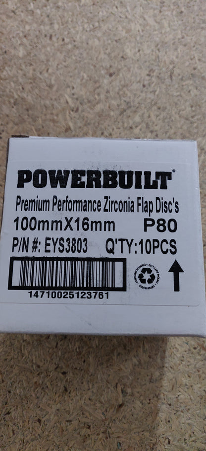 Powerbuilt Zirconia Flap Discs 100mm 115mm 125mm P40 P60 P80 P120