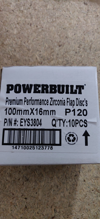 Powerbuilt Zirconia Flap Discs 100mm 115mm 125mm P40 P60 P80 P120