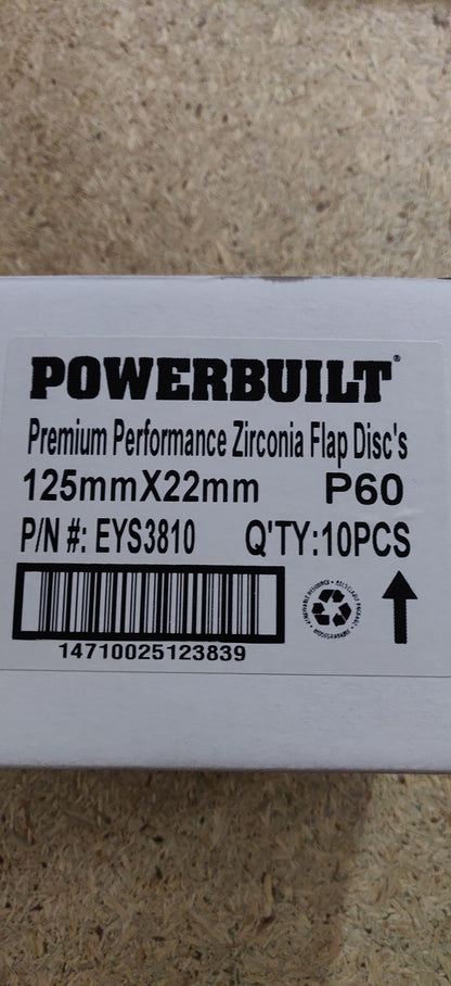 Powerbuilt Zirconia Flap Discs 100mm 115mm 125mm P40 P60 P80 P120