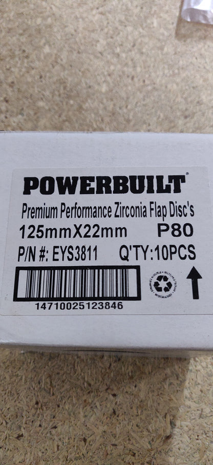 Powerbuilt Zirconia Flap Discs 100mm 115mm 125mm P40 P60 P80 P120