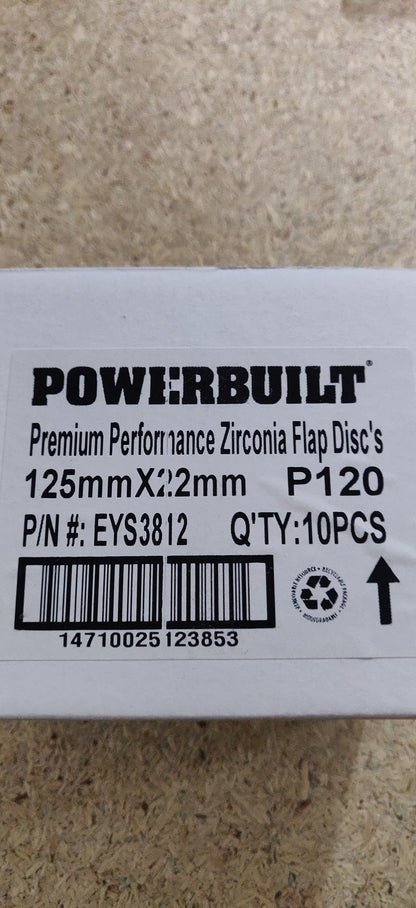 Powerbuilt Zirconia Flap Discs 100mm 115mm 125mm P40 P60 P80 P120